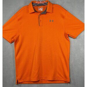 Under Armour Heat Gear Loose Orange Collared Golf Polo Shirt Men's M